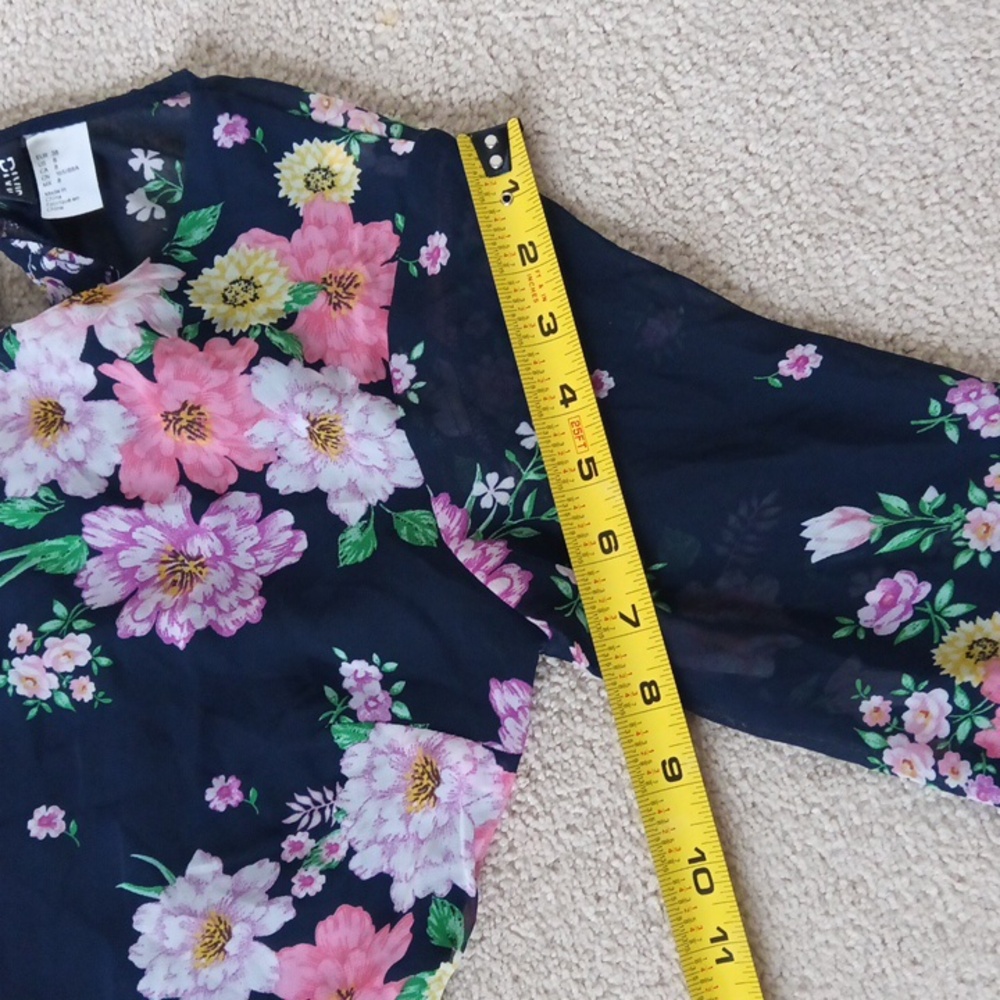 🪇2for$15 Ptp17" Long-Sleeve Open-Back Floral-Print Ruffled-Hem Dress - Picture 13 of 17
